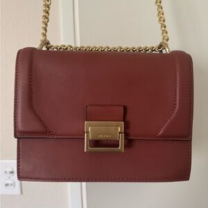 Aldo Tan Leather Shoulder Bag with Gold Chain